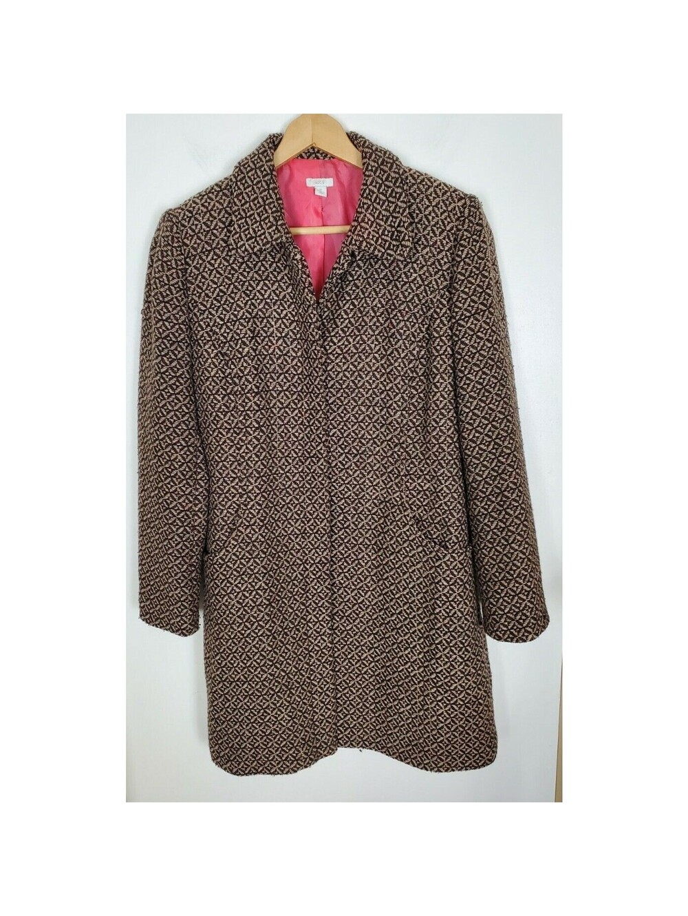 Apt. 9 Women's Size 12 Brown Mid Length Overcoat Over Coat Wool Blend